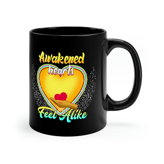 Awakened Hearts Feel Alike Black Mug
